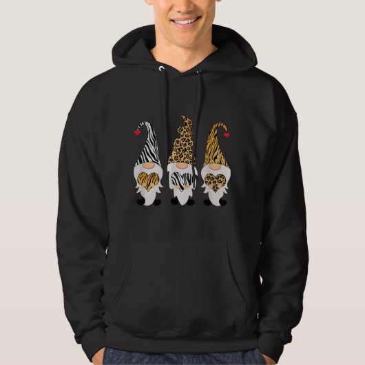 Leopard Cheetah Zebra Print Gnomes Hoodie (Voorkant)