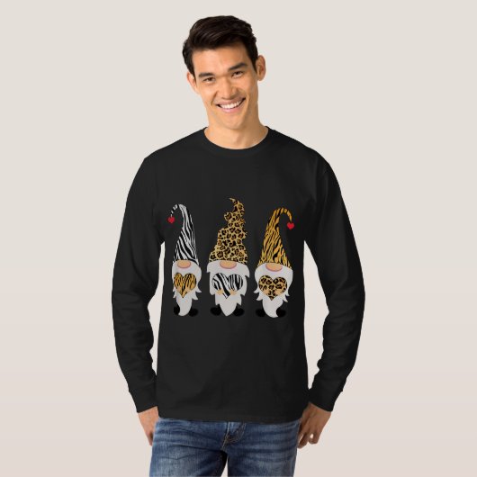 Leopard Cheetah Zebra Print Gnomes T-shirt (Voorkant volledig)