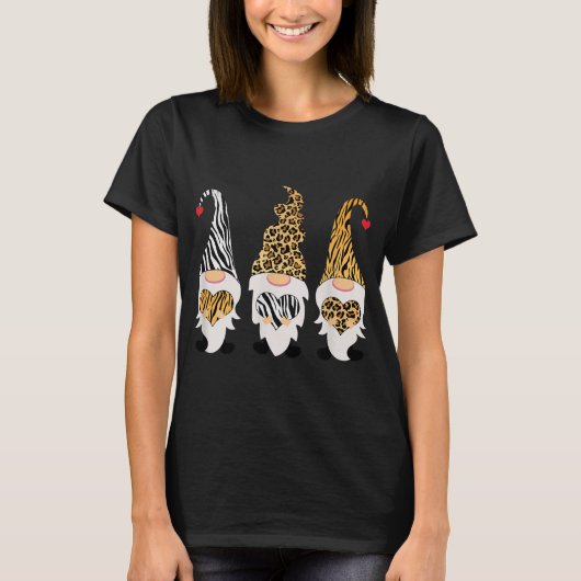 Leopard Cheetah Zebra Print Gnomes T-shirt (Voorkant)