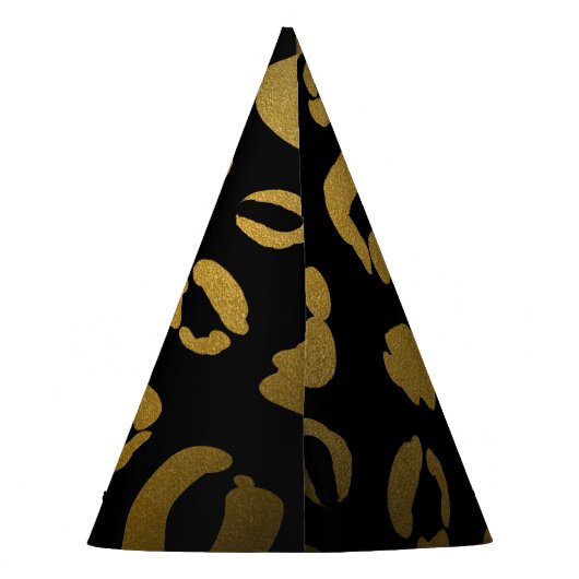 Leopard Cheetah Zwart Goud Oerwoud Verjaardagsfees Feesthoedjes (Achterkant)