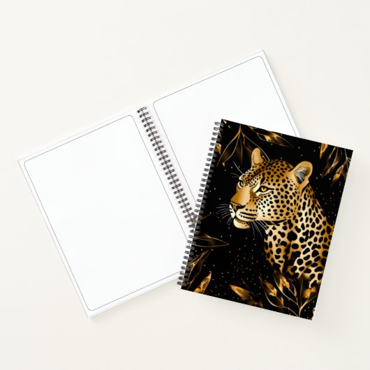Leopard Cheetah Zwart Goud Schetsboek Notitieboek (Binnen)