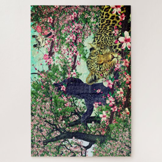 Leopard Cherry Blossom Legpuzzel (Verticaal)