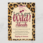 Leopard Cherry Pink Bow Birthday Cute & Glam Kaart (Voorkant)