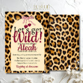 Leopard Cherry Pink Bow Birthday Cute & Glam Kaart