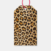 Leopard Cherry Pink Bow Birthday Cute & Glam Party Cadeaulabel (Achterkant)