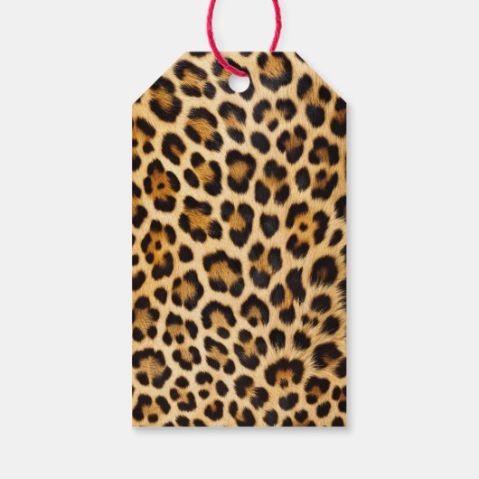 Leopard Cherry Pink Bow Birthday Cute & Glam Party Cadeaulabel (Achterkant)