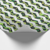 Leopard Chevron Black en Green Print Cadeaupapier (Hoek)