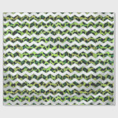 Leopard Chevron Black en Green Print Cadeaupapier (Vlak)