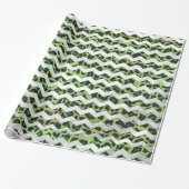 Leopard Chevron Black en Green Print Cadeaupapier (Uitgerold)