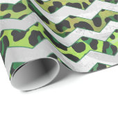 Leopard Chevron Black en Green Print Cadeaupapier (Rol Hoek)