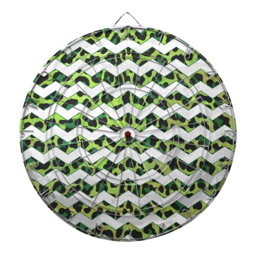 Leopard Chevron Black en Green Print Dartbord (Voorkant)
