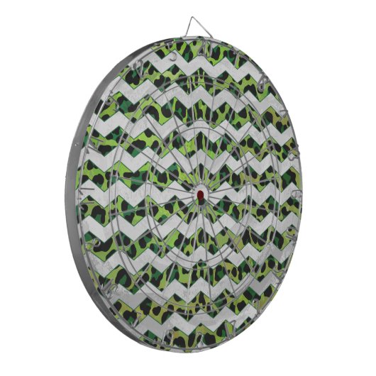Leopard Chevron Black en Green Print Dartbord (Voorkant Links)