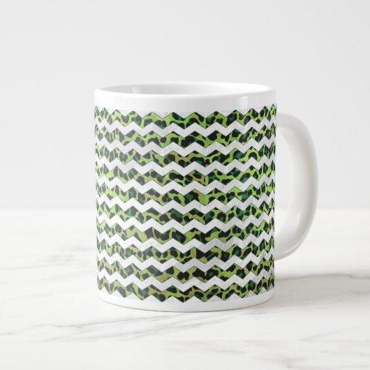 Leopard Chevron Black en Green Print Grote Koffiekop (Voorkant rechts)