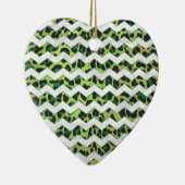 Leopard Chevron Black en Green Print Keramisch Ornament (Rechts)
