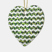 Leopard Chevron Black en Green Print Keramisch Ornament (Links)