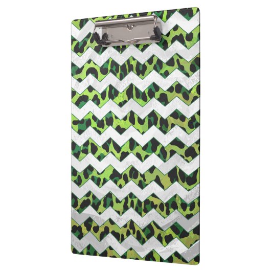 Leopard Chevron Black en Green Print Klembord (Links)