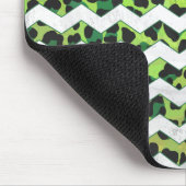 Leopard Chevron Black en Green Print Muismat (Hoek)