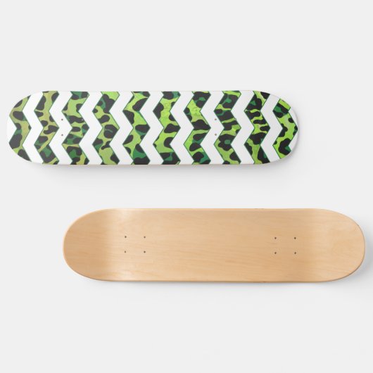 Leopard Chevron Black en Green Print Skateboard (Horizontaal)