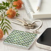 Leopard Chevron Black en Green Print Sleutelhanger (Voorkant Rechts)