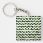 Leopard Chevron Black en Green Print Sleutelhanger (Voorkant)