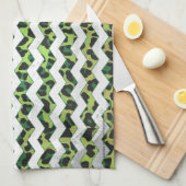 Leopard Chevron Black en Green Print Theedoek (Quarter Fold)