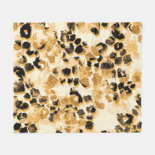 Leopard Chic:  patroonelegantie. Fleece Deken (Voorkant (Horizontaal))