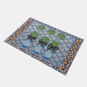 Leopard Chinoiserie Blue Ginger Jars Doormat Deurmat (Schuin)