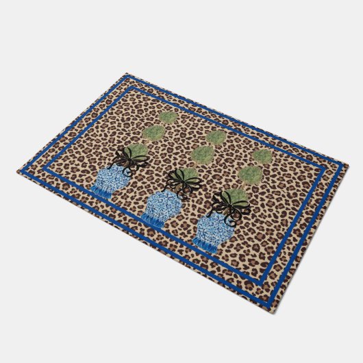 Leopard Chinoiserie Ginger Jar Doormat Rug Deurmat (Schuin)