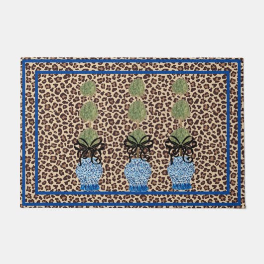 Leopard Chinoiserie Ginger Jar Doormat Rug Deurmat (Voorkant)