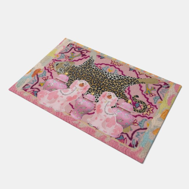 Leopard Chinoiserie Ginger Jar jars Doormat Rug Deurmat (Schuin)