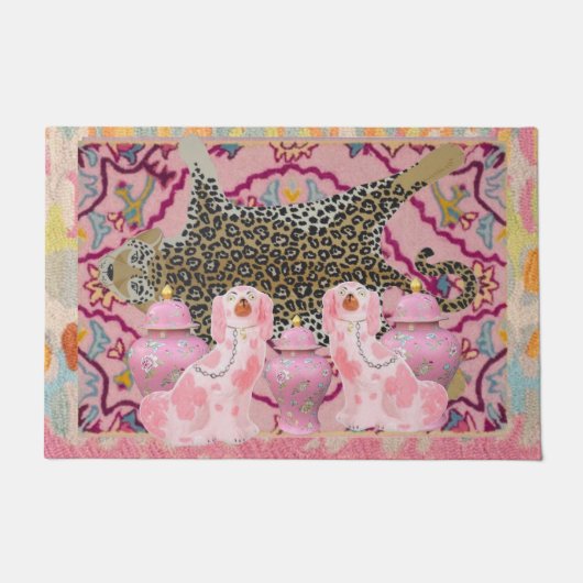 Leopard Chinoiserie Ginger Jar jars Doormat Rug Deurmat (Voorkant)