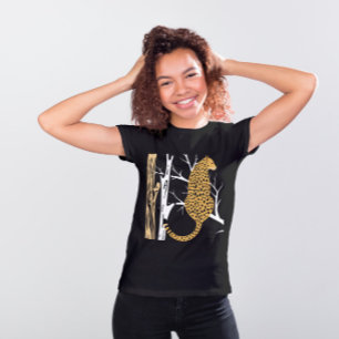 Leopard Chique Tree-Top Stijl Zwart T-shirt