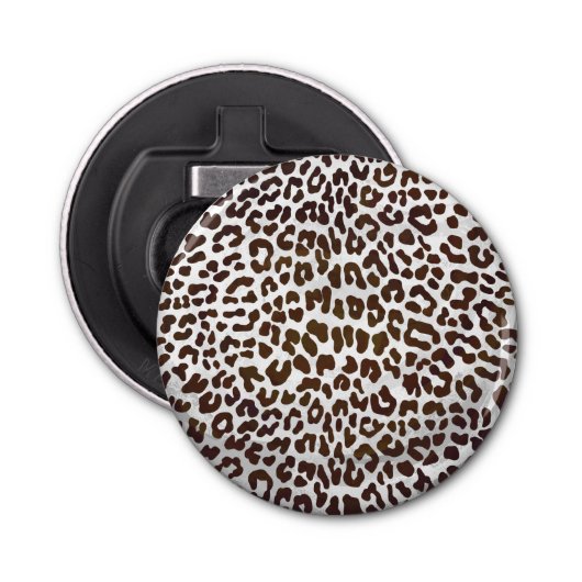 Leopard Chocolade Print Button Flesopener (Voorkant)
