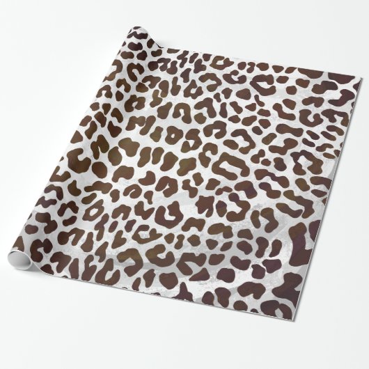 Leopard Chocolade Print Cadeaupapier (Uitgerold)