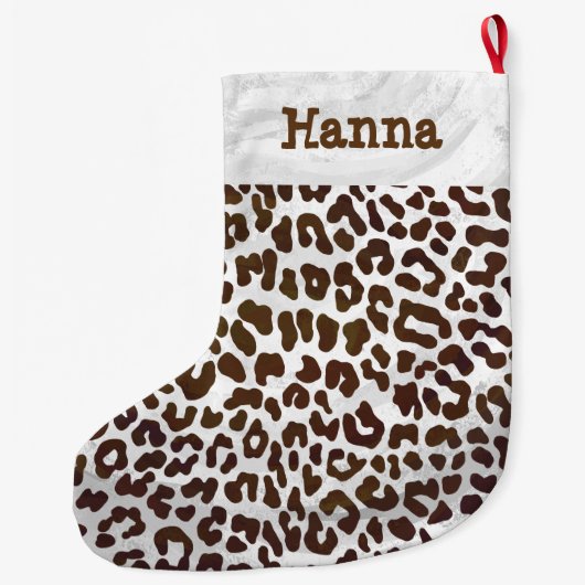 Leopard Chocolade Print Grote Kerstsok (Achterkant)