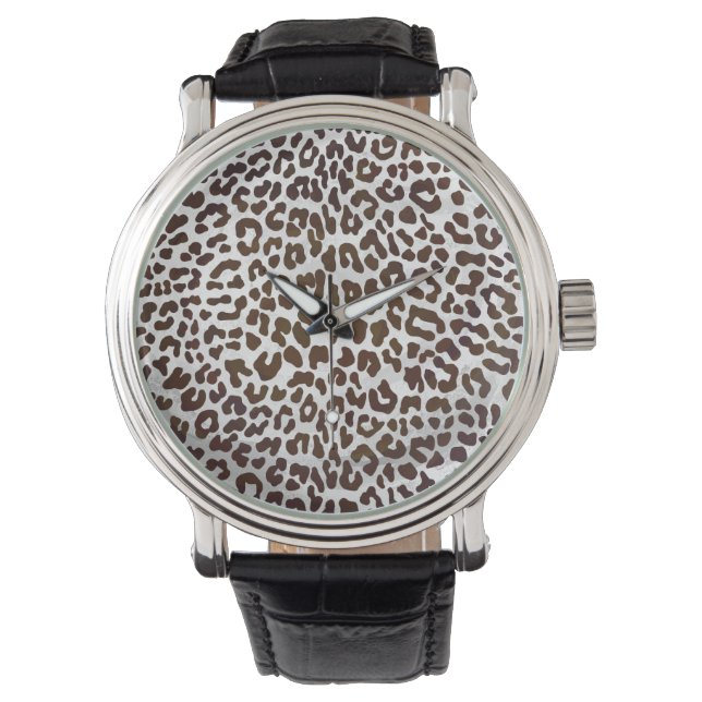 Leopard Chocolade Print Horloge (Voorkant)