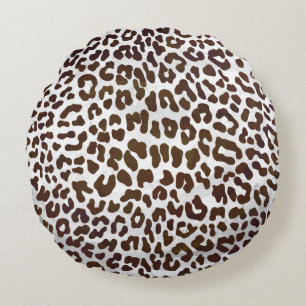 Leopard Chocolade Print Rond Kussen