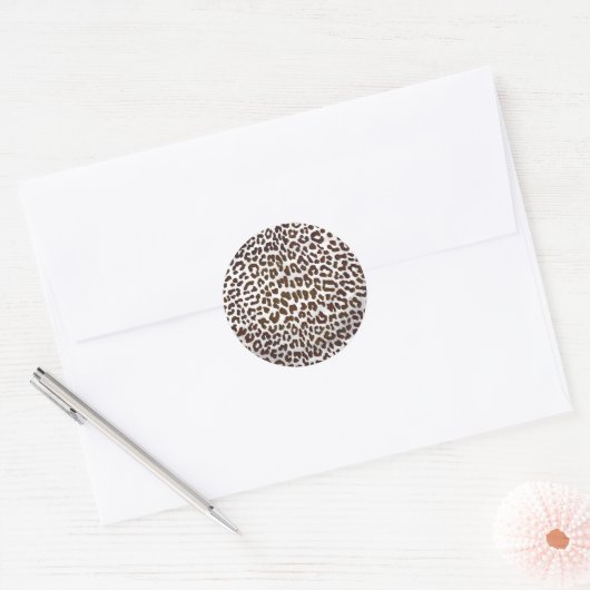Leopard Chocolade Print Ronde Sticker (Envelop)