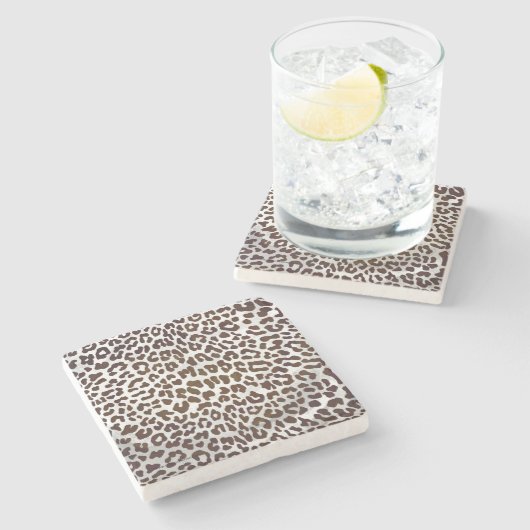 Leopard Chocolade Print Stenen Onderzetter (Zijkant)