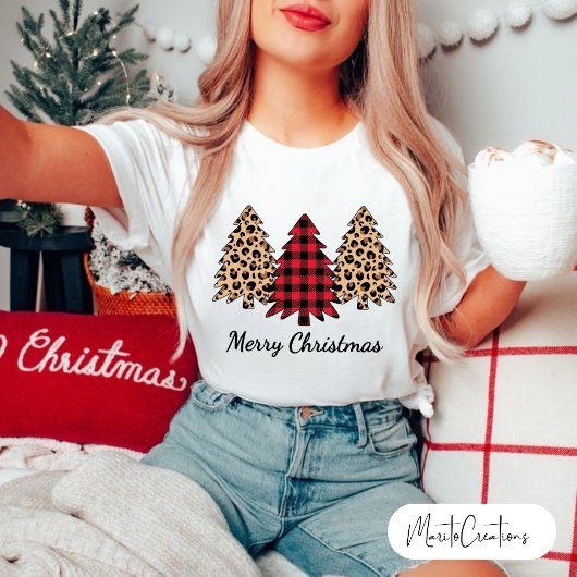 Leopard Christmas, Christmas family, Leopard Print T-shirt