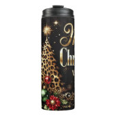 Leopard Christmas Gold Personalized Tumbler Thermosbeker (Voorkant)