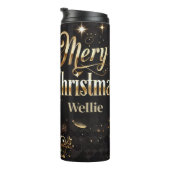 Leopard Christmas Gold Personalized Tumbler Thermosbeker (Geroteerd rechts)