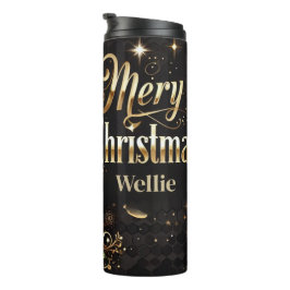 Leopard Christmas Gold Personalized Tumbler Thermosbeker