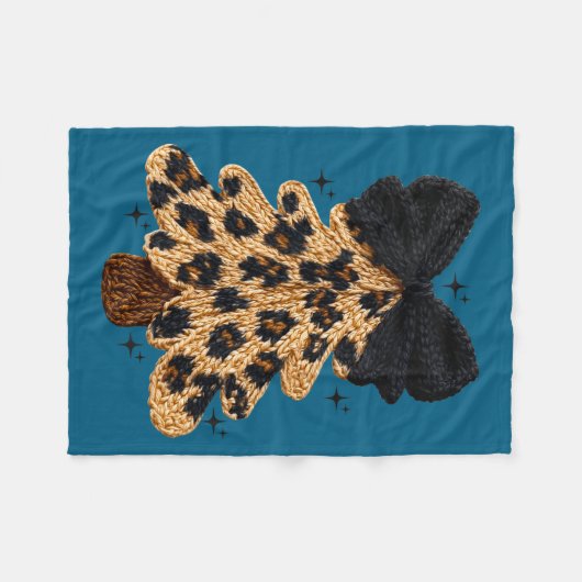 Leopard Christmas Tree,christmas Coquette Bow Yarn Fleece Deken (Voorkant (Horizontaal))