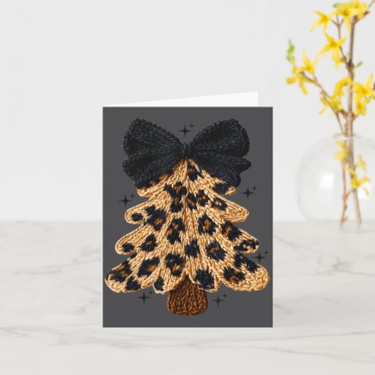 Leopard Christmas Tree,christmas Coquette Bow Yarn Kaart (Gele Bloem)