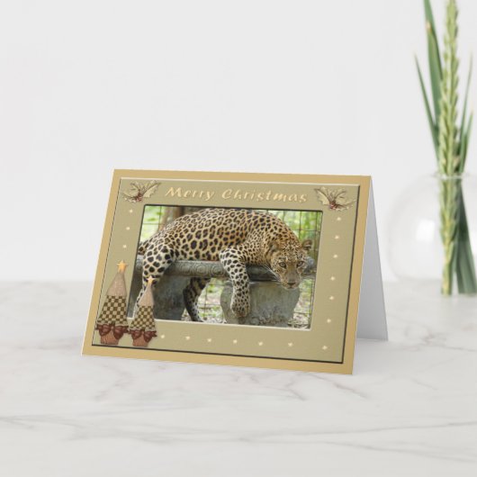 Leopard Christmas-Wenskaart Feestdagen Kaart (Voorkant)