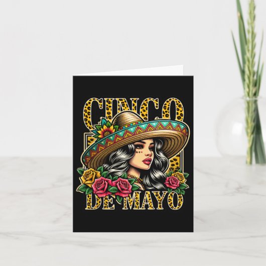 Leopard Cinco De Mayo Meisje Mexicaanse Fiesta 5 D Kaart (Voorkant)