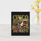 Leopard Cinco De Mayo Meisje Mexicaanse Fiesta 5 D Kaart (Gele Bloem)