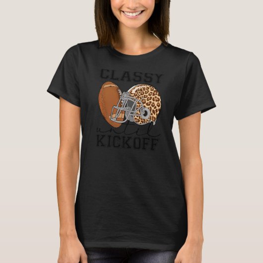 Leopard Classy tot Football Mam Game Da T-shirt (Voorkant)