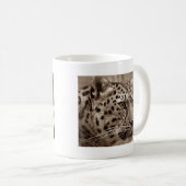 Leopard Closeup Sepia HD Foto Koffiemok (Voorkant rechts)